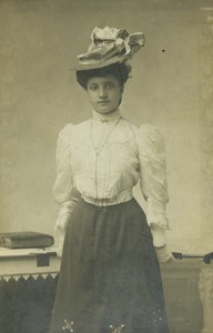 France Tourcoing Woman Portrait Nice Hat Old CDV photo Huisman 1900