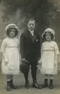 France Brother and his two Sisters Suit Fashion Old CDV photo 1900