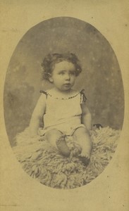 France Young Child Toddler on Sheep skin Old CDV photo 1880