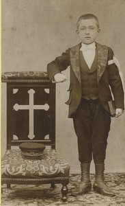 France Young Boy First Communion Uniform Old CDV photo 1890