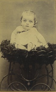 France Young Baby posing in Studio Old CDV photo 1890