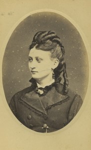 France Paris Woman Portrait Curly hairdo Old CDV photo Bureau 1870