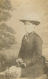 Victorian Fashion Lady Hat Basket St Austell old Orchard CDV Photo 1870