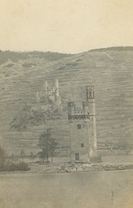 Mouse Tower Mäuseturm & Ehrenfels Castle Germany Ad Braun old CDV Photo 1860