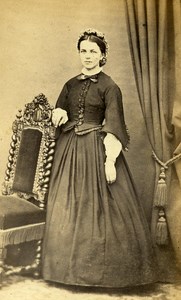 France Strasbourg Woman Western Fashion Crinoline Old CDV Langrene Photo 1860