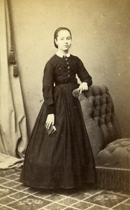 France Reims Woman Western Fashion Crinoline Old CDV Manichon Photo 1860