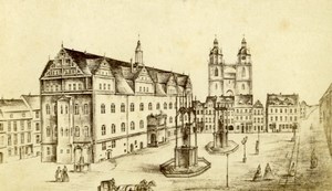 Germany Wittemberg Marktplatz Market Place Old CDV Photo 1860's
