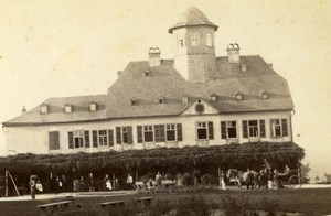 Germany House Schloss Mountain Top Horses Old CDV Photo 1860's