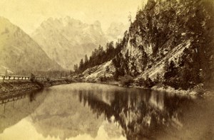 France or Switerland? Mountain Landscape Lake Alps? Old CDV Photo 1870's