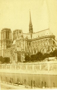 France Paris Notre Dame Cathedral Seine River Old CDV Photo 1860's