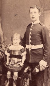 Yorkshire Hull Boy in Military Uniform & Young Sister Old Roberts CDV Photo 1890