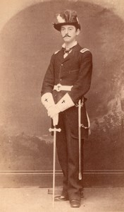 USA Man in American Masonic fraternal uniform sword Old CDV Photo 1880