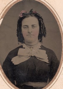 USA ? Young Woman Portrait Mandy Jordan old Tintype Photo 1880's