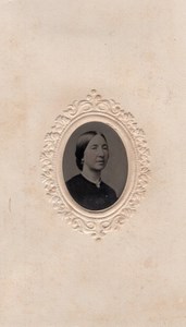 USA? Woman Portrait old Gem Tintype Photo 1880's