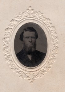 USA? Bearded Man Portrait old Gem Tintype Photo 1880's