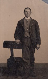 USA ? Portrait Man Standing Nice Clothes old Tintype Photo 1880's