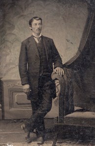 USA? Man Portrait Standing old Tintype Photo 1880's
