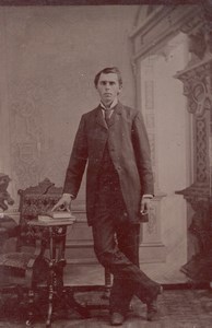 USA? Man Portrait Standing old Tintype Photo 1880's