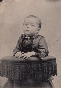 USA ? Portrait Baby Toddler old Tintype Photo 1880's
