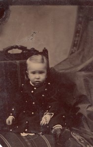 USA ? Portrait Baby Toddler Charlie E. Ford old Tintype Photo 1880's