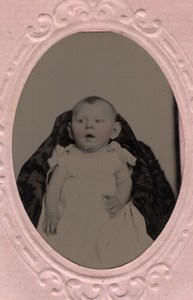 USA? Baby Portrait old Tintype Photo 1880's