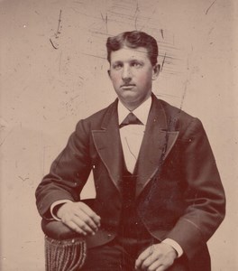 USA? Man Portrait old Tintype Photo 1880's
