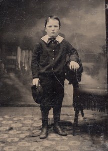 USA? Young Boy Portrait old Tintype Photo 1880's