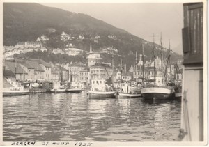 Bergen Harbour Boats Ships Norway old Photo 1935