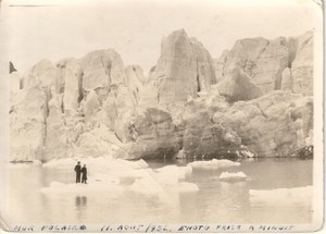 Men by Ice Barrier Midnight Sun Spitsbergen Photo 1936