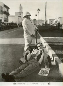 Harold Lloyd lying in street magazine old Cinema Lobby Photo 1920's