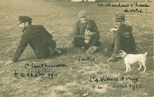 Aviator Student & Dogs in field Bleriot School 1911