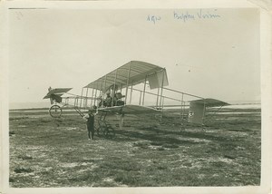 Rene Metrot on Voisin Biplane Rouen Meeting 1910 Photo