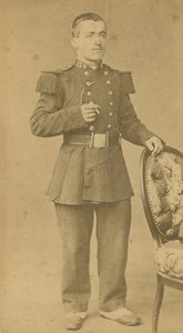 French Anonymous Soldier Uniform old CDV Photo 1890
