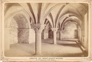 Mont Saint Michel Abbaye Abbey old Albumen Photo 1890