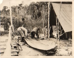 Rio Roosevelt Men Assembling Canvas Boats Photo 1927