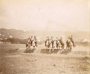 Military cavalry action scene old Photo 1890