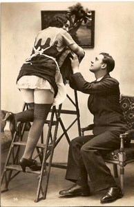 Sexy Maid & Man French Risque old Photo 1920