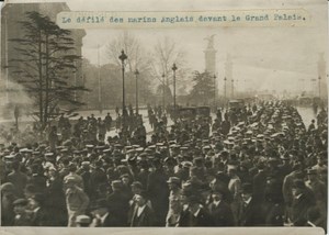 English Marines Parade Paris WWI WW1 old Photo 1919