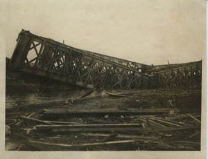 Blown up Railway Bridge WWI WW1 old Photo 1917