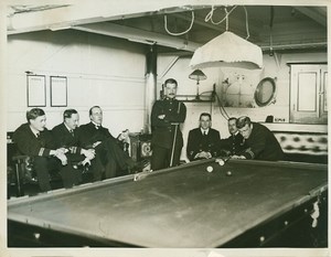 British Battleship Interior Billiard Room WWI WW1 Photo