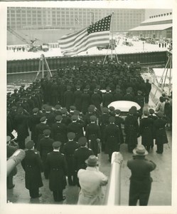 USS San Diego Boston Navy Yard Flag old Photo 1942