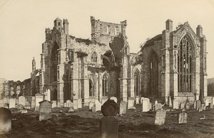 Melrose Abbey Graveyard old GWW Albumen Photo 1880