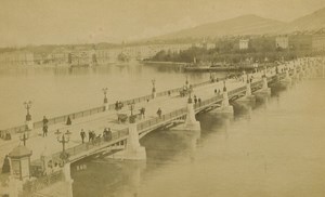 Geneva Lake Mont Blanc Bridge old Photo 1890