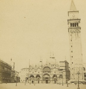 Piazza San Marco Venezia Italy old stereo Photo 1870