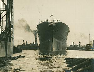 USS Lexington Aircraft Carrier Launch old Photo 1925