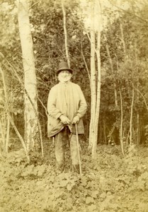 Old man standing in the woods Countryside old Albumen Photo 1865