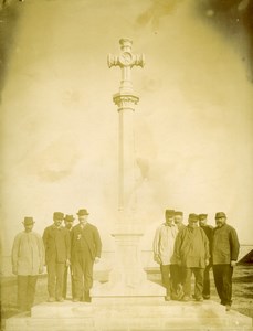France Group of men around monument Old Photo 1897