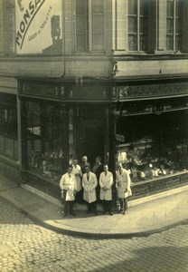 France Group people in front of pharmacy Perfume Shop Old Photo 1930