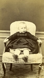 France Strasbourg Young baby seated big chair old Kolb CDV Photo 1860's