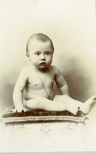 France Bordeaux Young baby sitting on pillow old Berard CDV Photo 1900